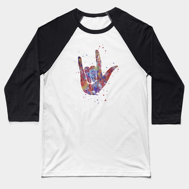 Symbol love, ASL sign language Baseball T-Shirt by RosaliArt